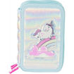 Picture of UNICORN 3 ZIP FILLED PENCIL CASE - TIFFANY BLUE